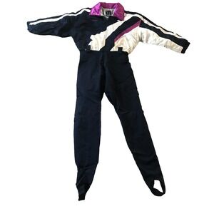 VTG 80s 90s Raven Ski Snow Suit Womens One Piece 10 Colorblock Neon Wool Blend